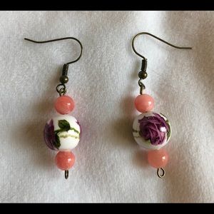 Dark Rose Floral Earrings